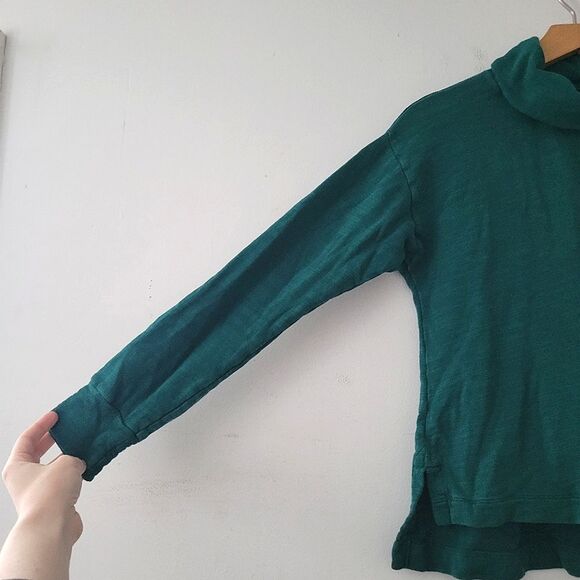 J.Crew Vintage Fleece Turtleneck Green Cotton Cropped Pullover XS - Picture 5 of 8